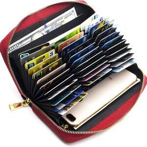 Genuine Leather Wallet for Women Men RFID Blocking Credit Card Holder Zi…